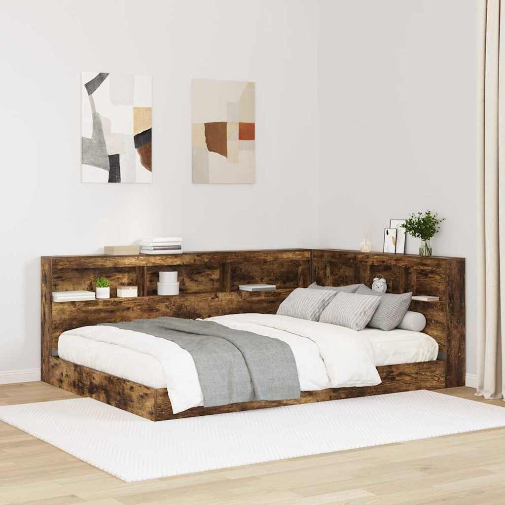 Storage Headboard Engineered Wood Length 190 cm Width 135 cm Smoked oak