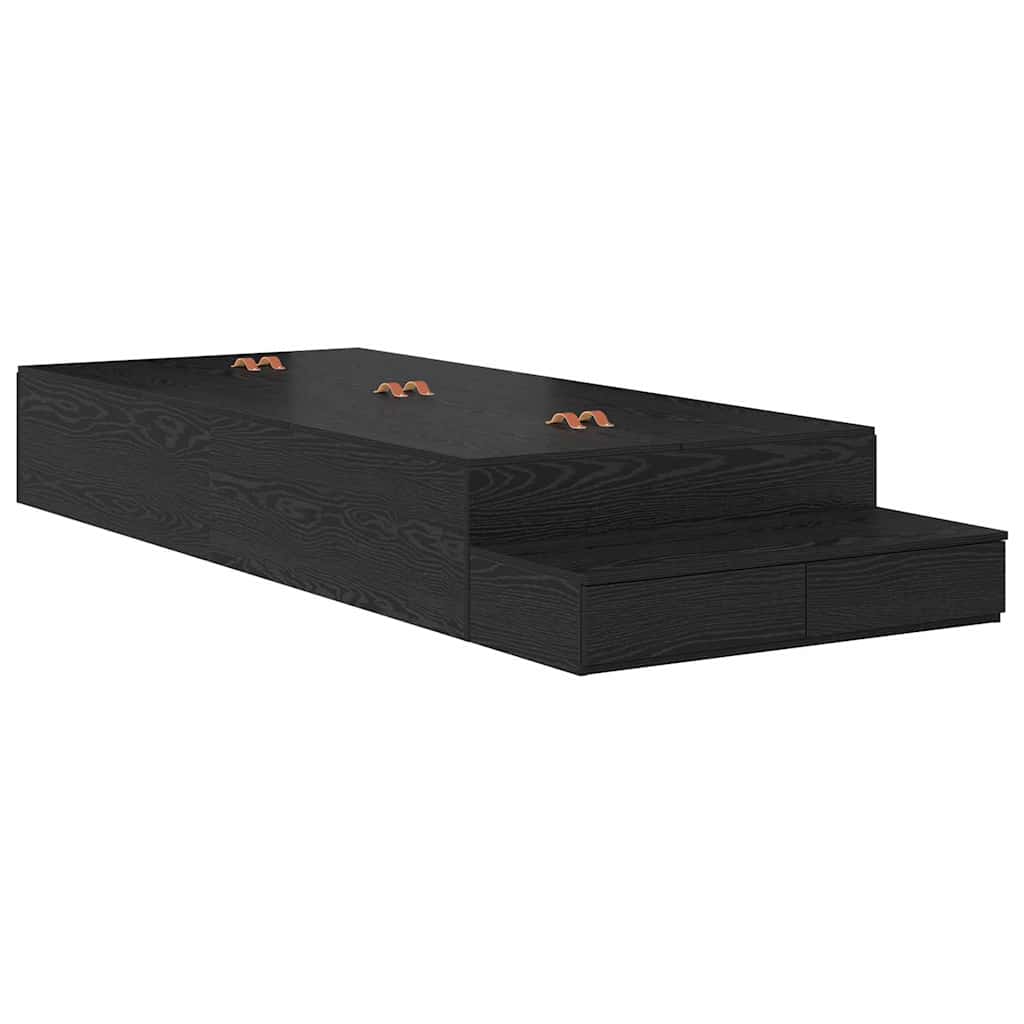 vidaXL Storage Bed Frame with Drawer 80 cm Engineered Wood Length 200 cm Black Oak