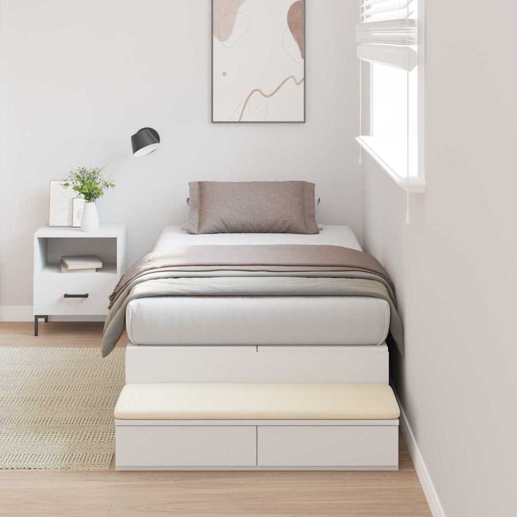 vidaXL Storage Bed Frame with Drawer 80 cm Engineered Wood Length 200 cm White