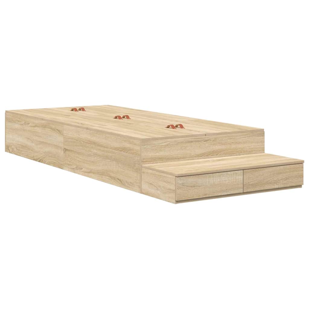vidaXL Storage Bed Frame with Drawer Sonoma Oak 100 cm Engineered Wood 2