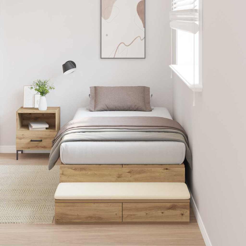 vidaXL Storage Bed Frame with Door Artisan Oak 100 cm Engineered Wood 1