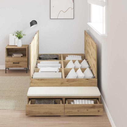 vidaXL Storage Bed Frame with Door Artisan Oak 100 cm Engineered Wood 4