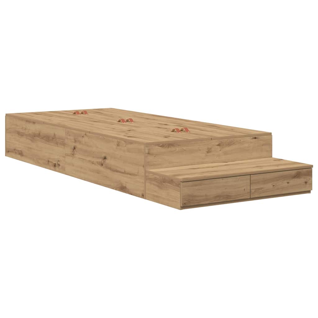 vidaXL Storage Bed Frame with Door Artisan Oak 100 cm Engineered Wood 2