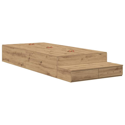 vidaXL Storage Bed Frame with Door Artisan Oak 100 cm Engineered Wood 2