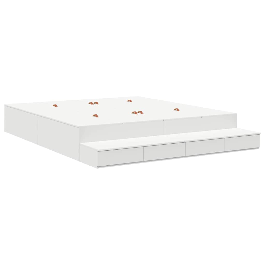 vidaXL Storage Bed Frame with Drawer White 200 cm Engineered Wood 2