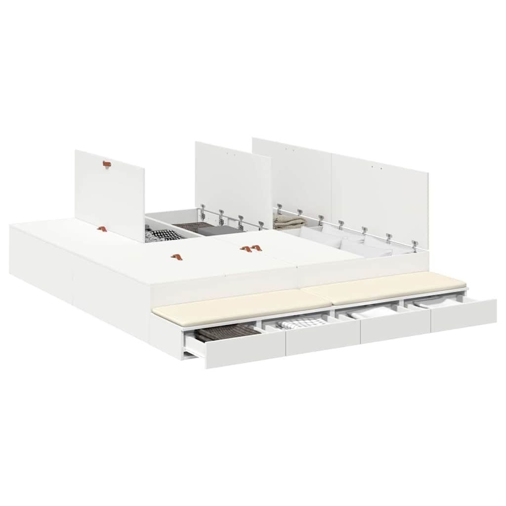 vidaXL Storage Bed Frame with Drawer White 200 cm Engineered Wood 3