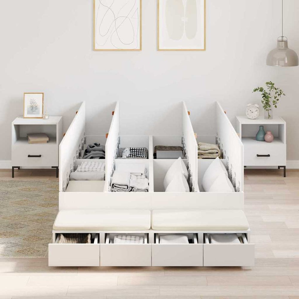 vidaXL Storage Bed Frame with Drawer 80 cm Engineered Wood Length 200 cm White