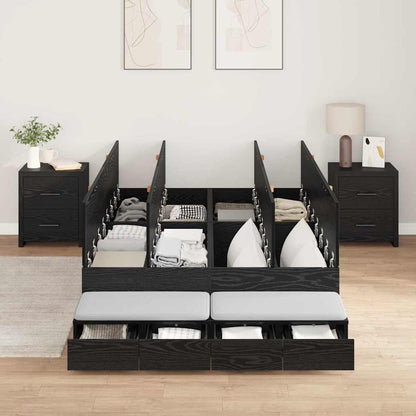 vidaXL Storage Bed Frame with Drawer Black Oak 120 cm Engineered Wood 4