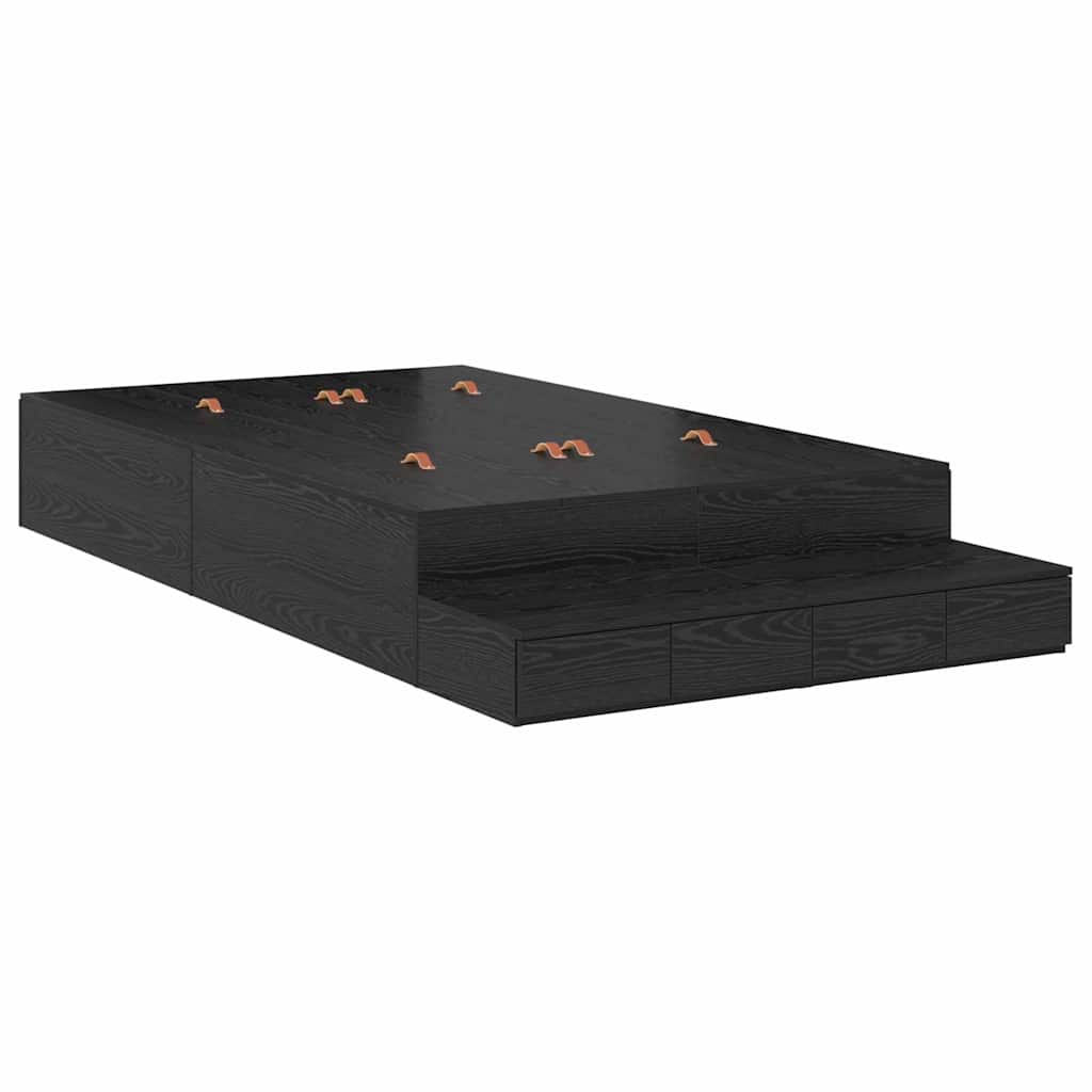 vidaXL Storage Bed Frame with Drawer Black Oak 120 cm Engineered Wood 2