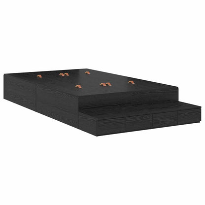 Storage Bed Frame with Drawer 80 cm Engineered Wood Length 200 cm Black oak 120 cm