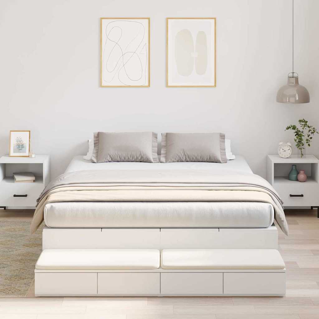 vidaXL Storage Bed Frame with Drawer White 140 cm Engineered Wood 1