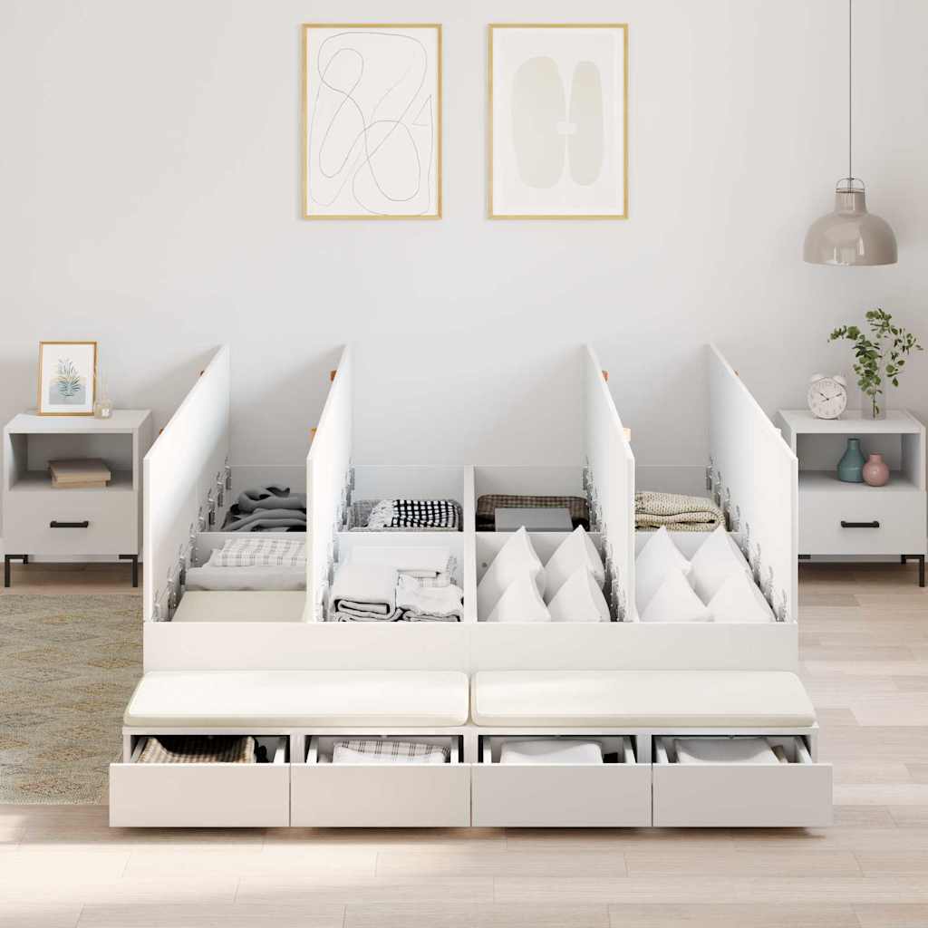 vidaXL Storage Bed Frame with Drawer White 140 cm Engineered Wood 4
