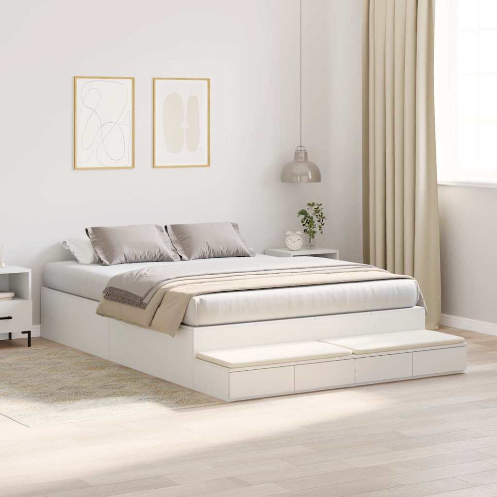 vidaXL Storage Bed Frame with Drawer White 140 cm Engineered Wood 5