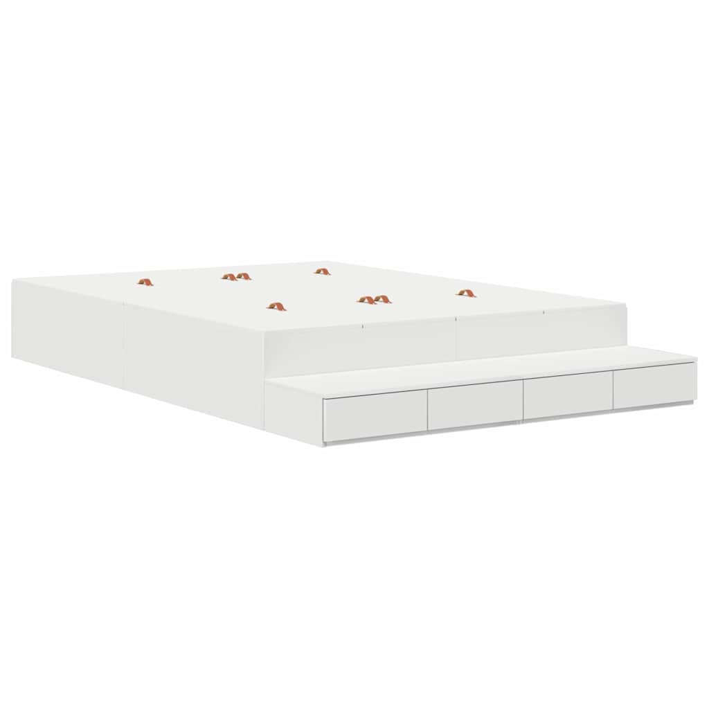 vidaXL Storage Bed Frame with Drawer White 140 cm Engineered Wood 2