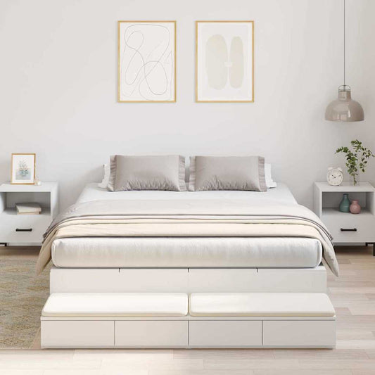 vidaXL Storage Bed Frame with Drawer White 160 cm Engineered Wood 1