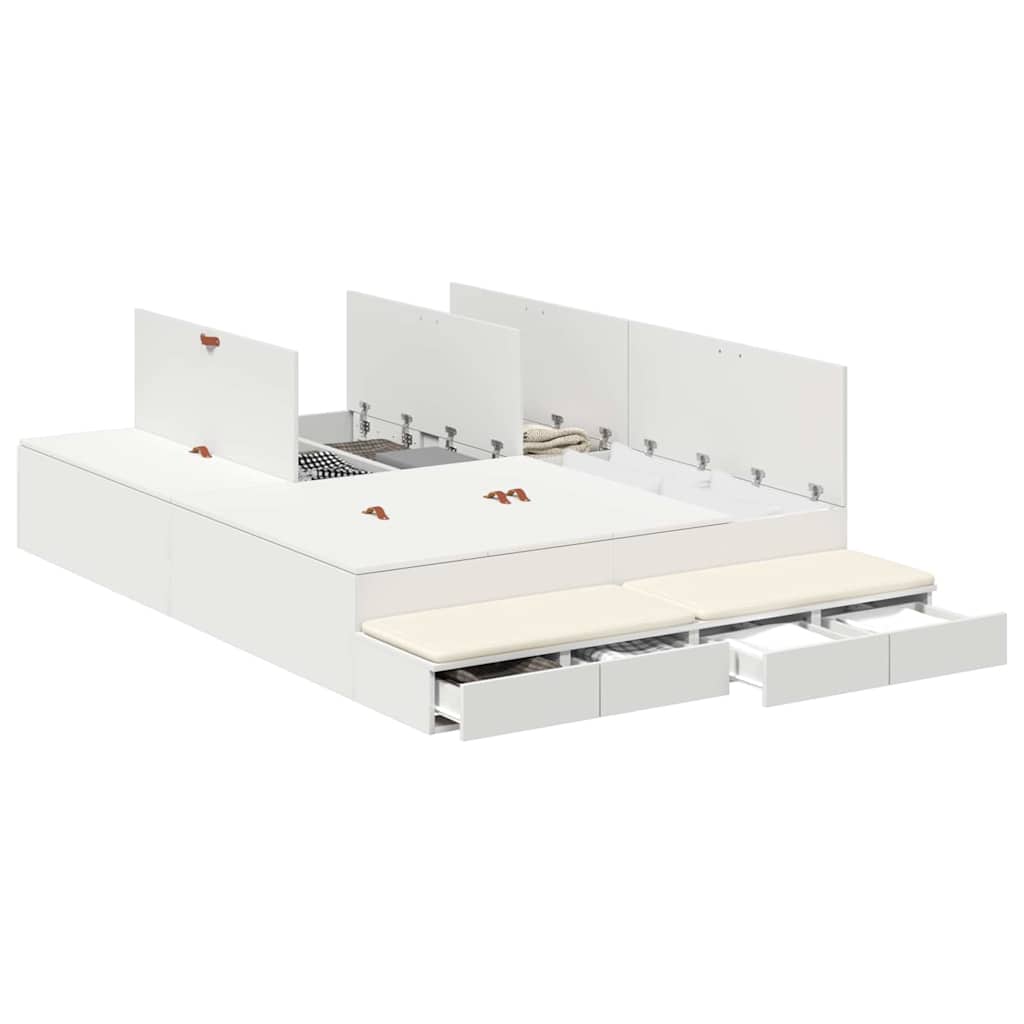 vidaXL Storage Bed Frame with Drawer White 160 cm Engineered Wood 3