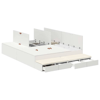 vidaXL Storage Bed Frame with Drawer White 160 cm Engineered Wood 3