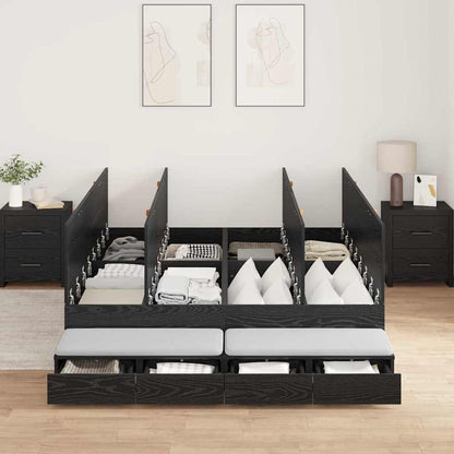 vidaXL Storage Bed Frame with Drawer Black Oak 160 cm Engineered Wood 4