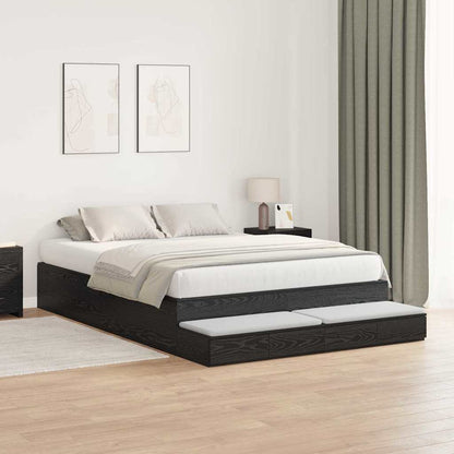vidaXL Storage Bed Frame with Drawer Black Oak 160 cm Engineered Wood 5