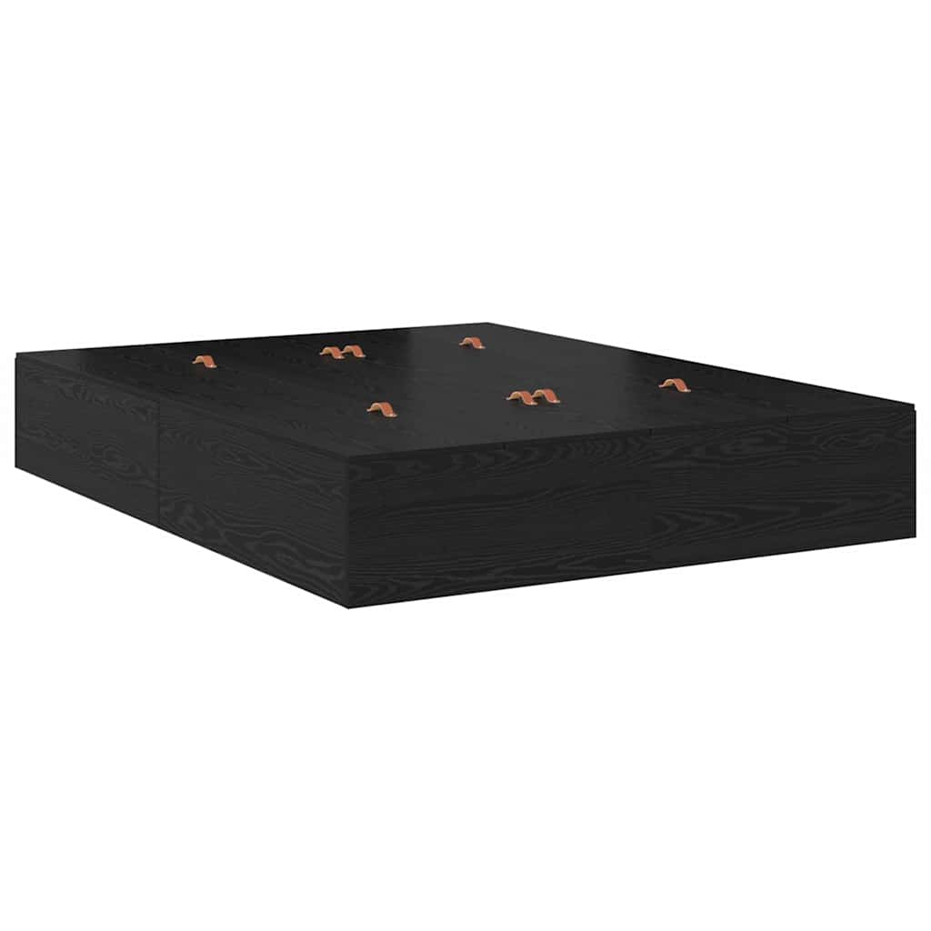 vidaXL Storage Bed Frame with Drawer Black Oak 160 cm Engineered Wood 6