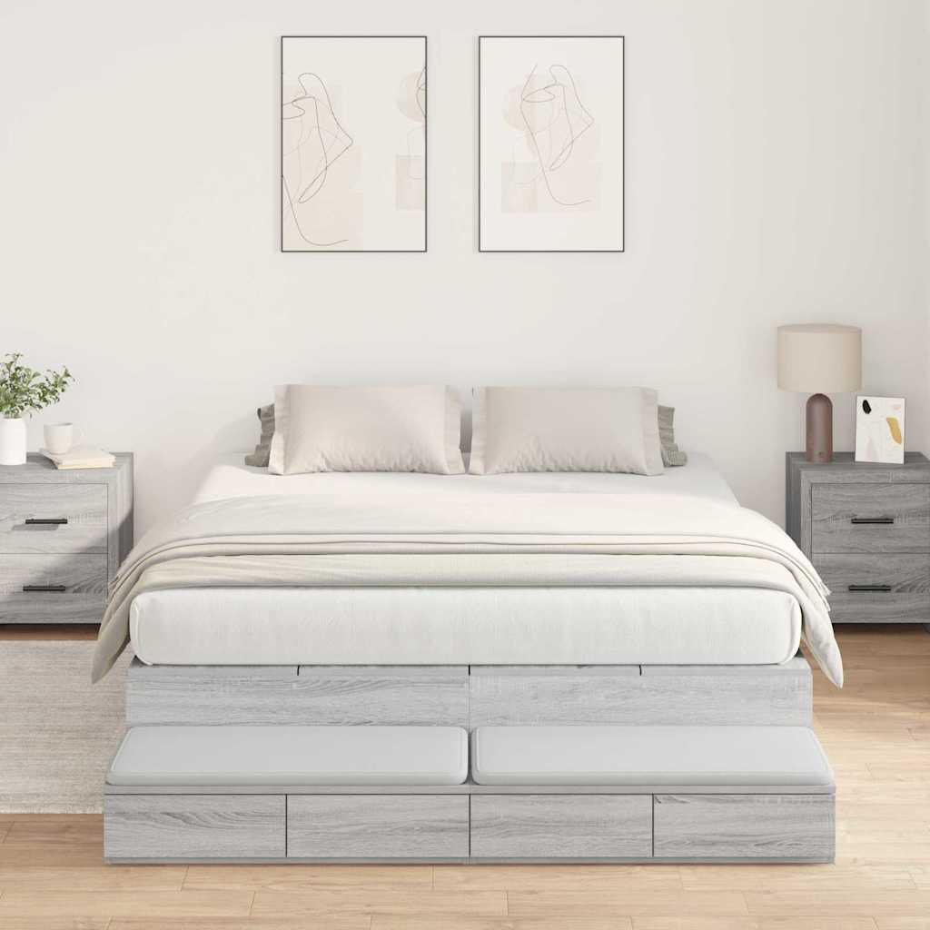 vidaXL Storage Bed Frame with Door Grey Sonoma 160 cm Engineered Wood 1
