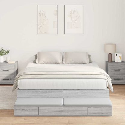 vidaXL Storage Bed Frame with Door Grey Sonoma 160 cm Engineered Wood 1
