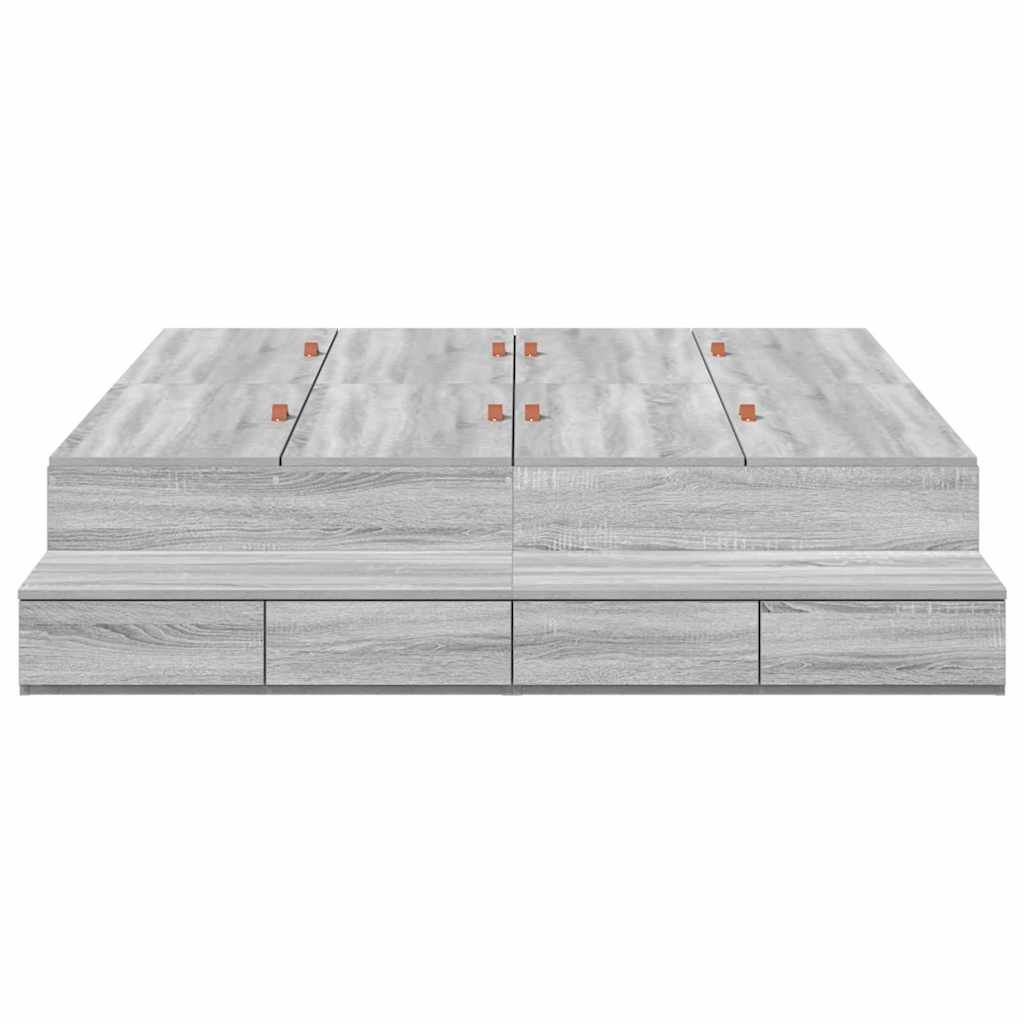 vidaXL Storage Bed Frame with Door Grey Sonoma 160 cm Engineered Wood 6