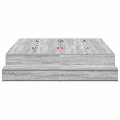 vidaXL Storage Bed Frame with Door Grey Sonoma 160 cm Engineered Wood 6