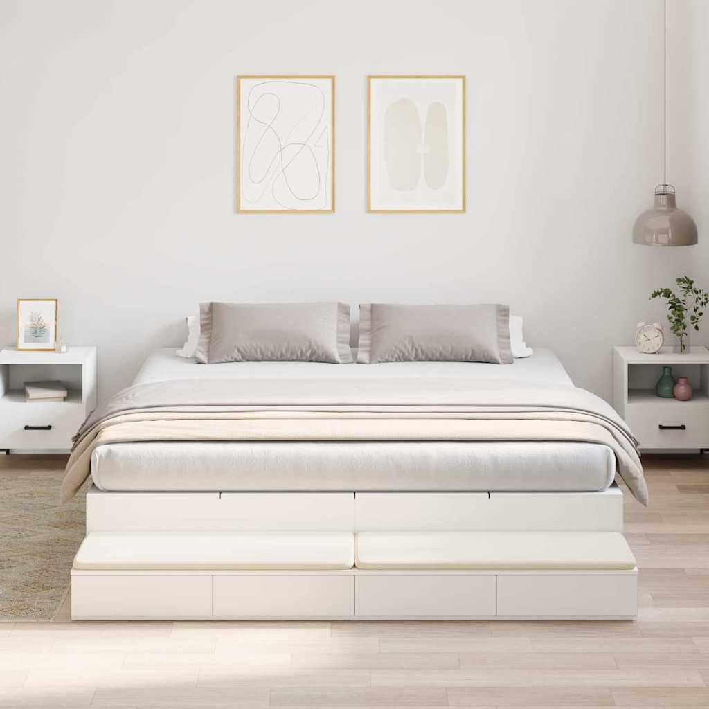 vidaXL Storage Bed Frame with Drawer White 180 cm Engineered Wood 1