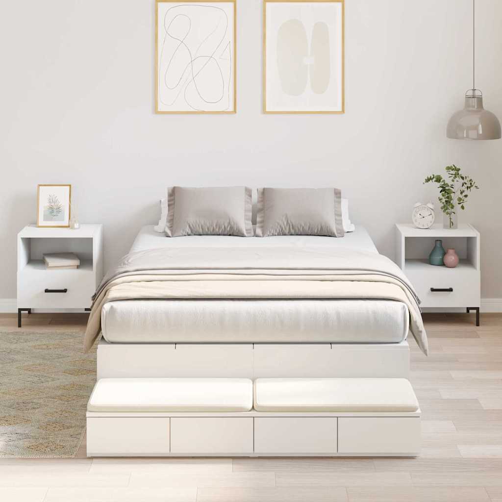 vidaXL Storage Bed Frame with Drawer White 120 cm Engineered Wood 1