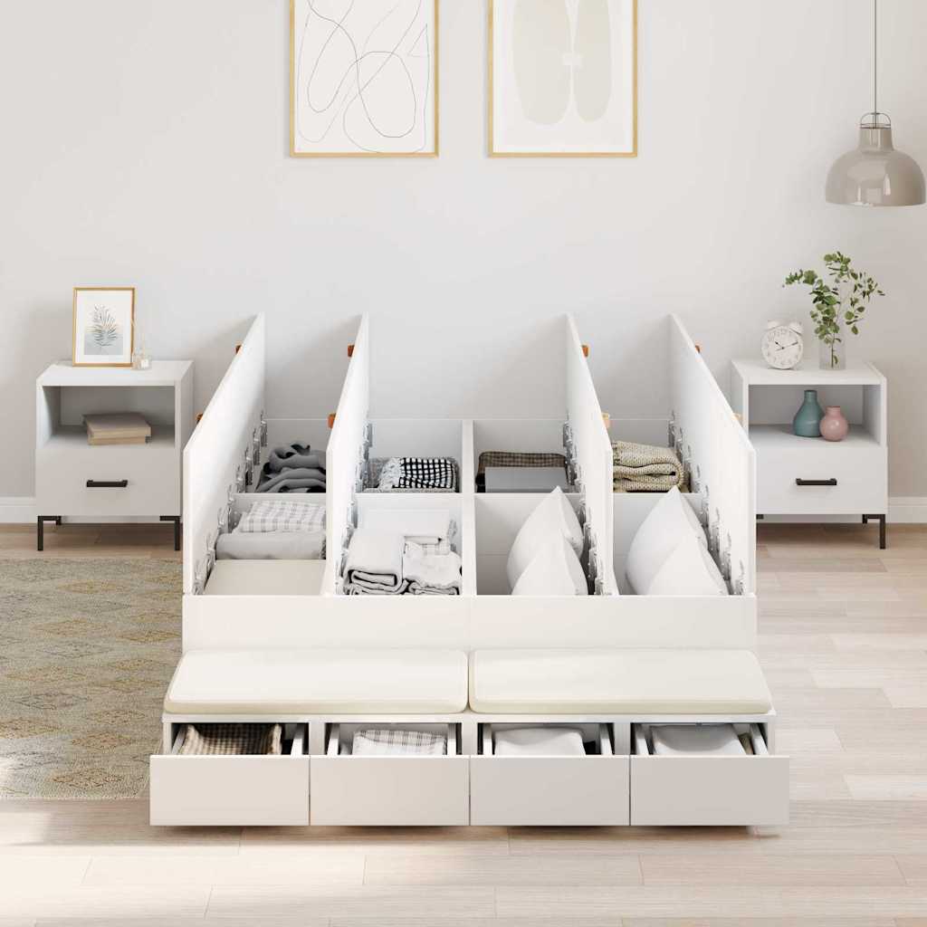 vidaXL Storage Bed Frame with Drawer White 120 cm Engineered Wood 4