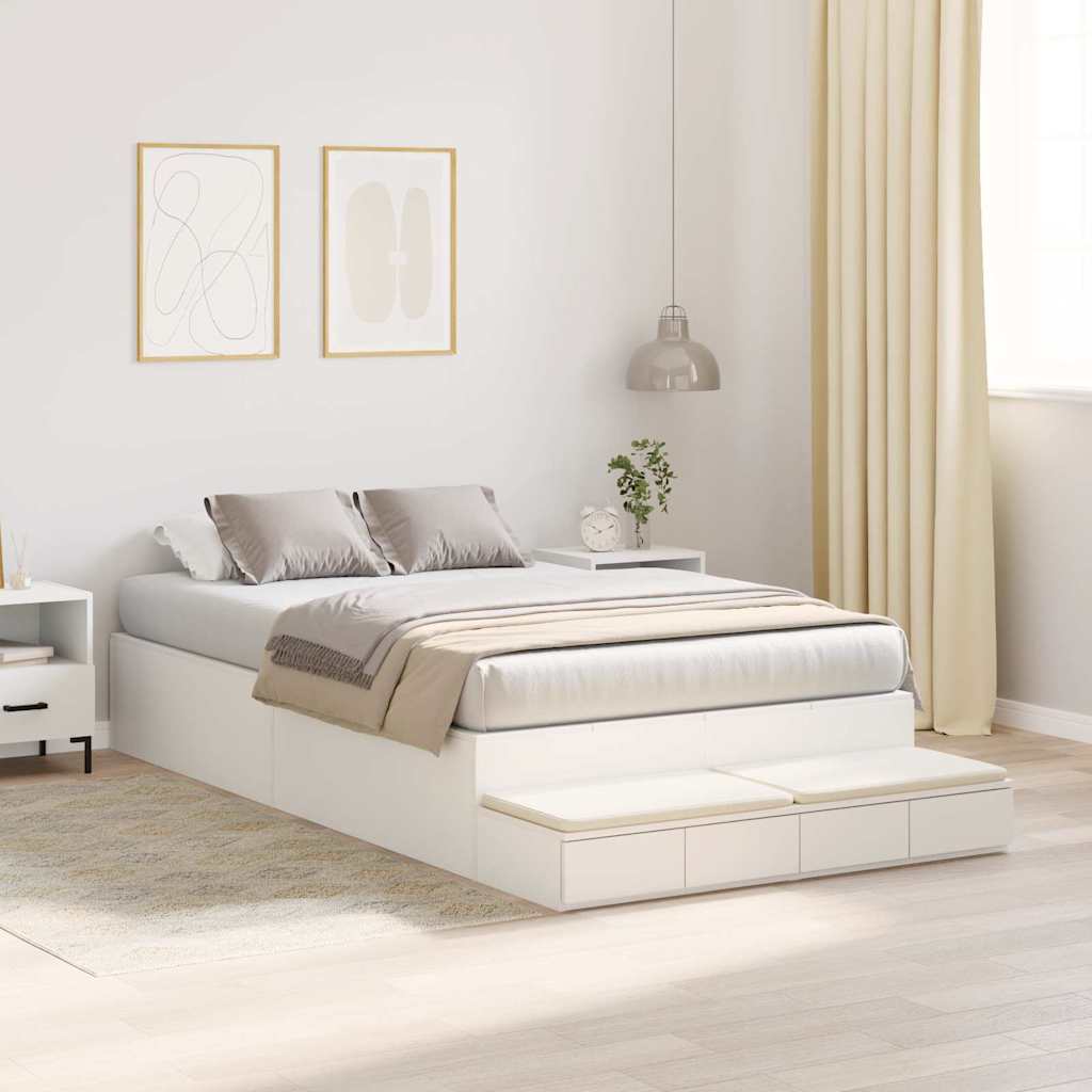 vidaXL Storage Bed Frame with Drawer White 120 cm Engineered Wood 5