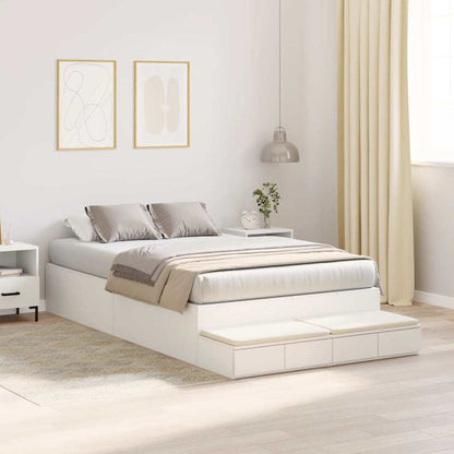 vidaXL Storage Bed Frame with Drawer White 120 cm Engineered Wood 5