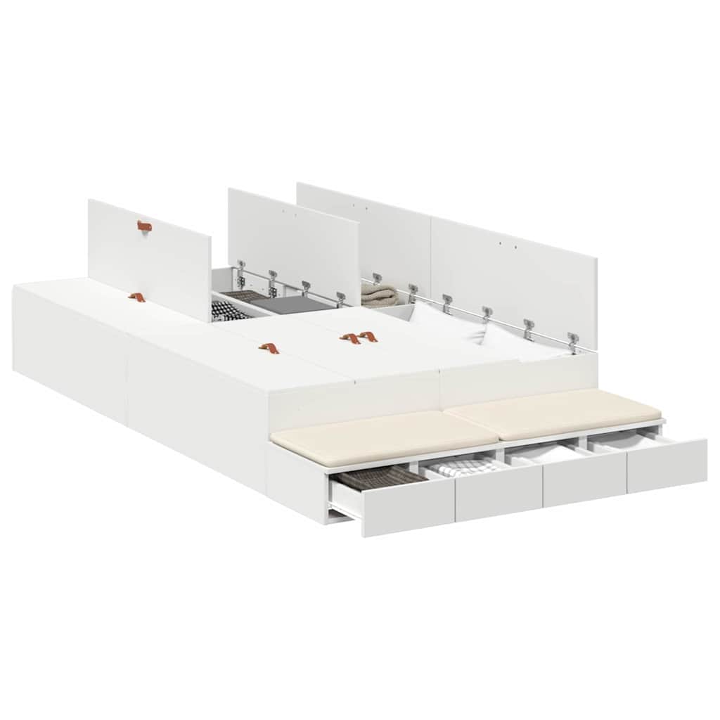 vidaXL Storage Bed Frame with Drawer White 120 cm Engineered Wood 3
