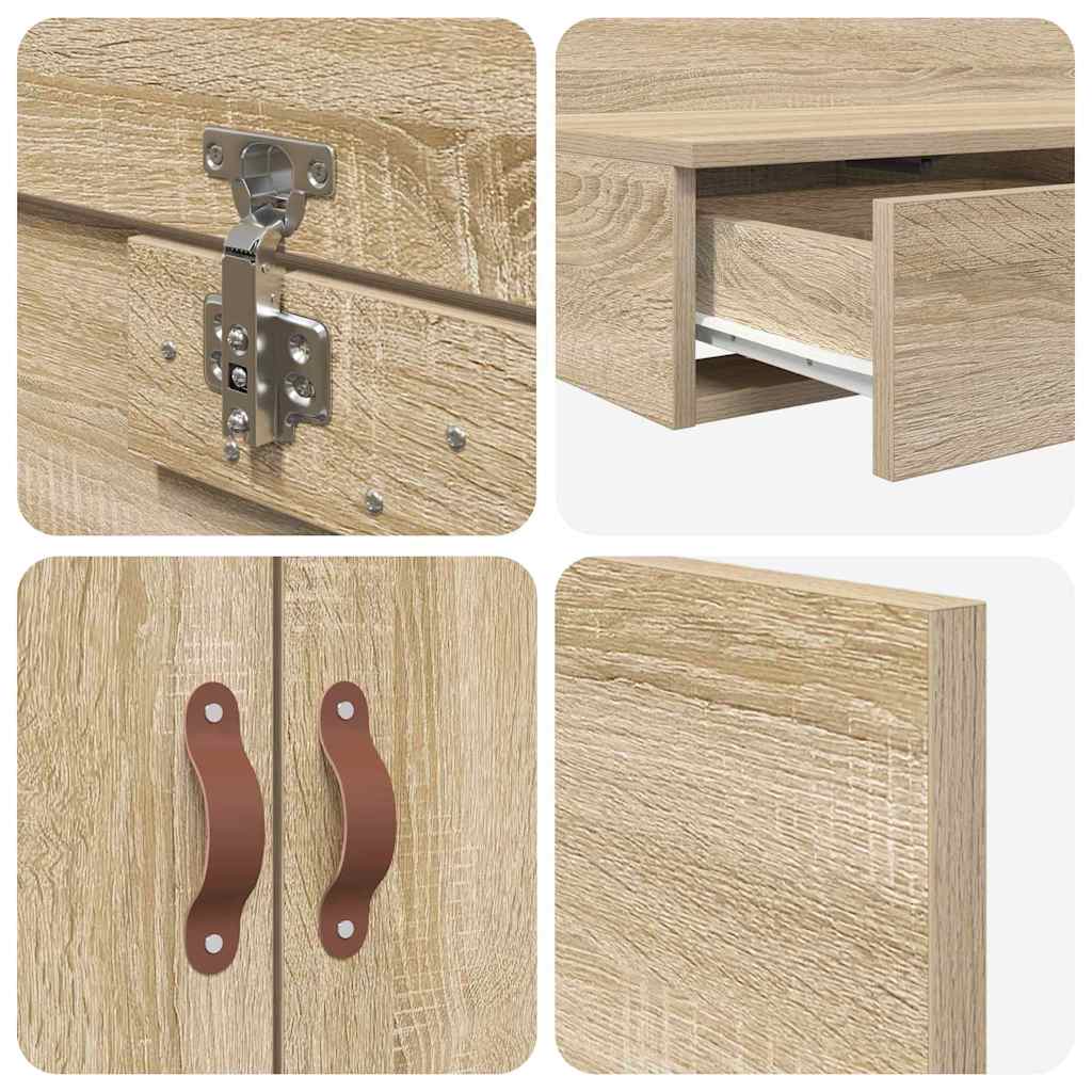 vidaXL Storage Bed Frame with Drawer Sonoma Oak 120 cm Engineered Wood 6