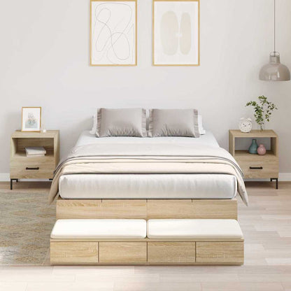 vidaXL Storage Bed Frame with Drawer Sonoma Oak 120 cm Engineered Wood 1