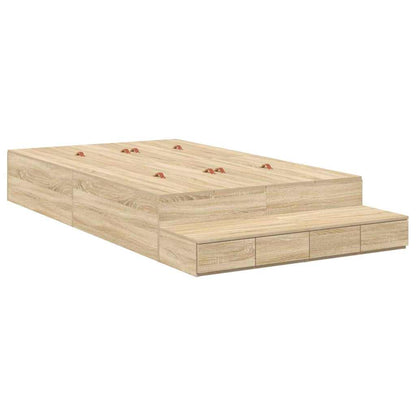 Storage Bed Frame with Drawer 120 cm Engineered Wood Length 190 cm Width 120 cm Sonoma oak