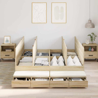 vidaXL Storage Bed Frame with Drawer Sonoma Oak 140 cm Engineered Wood 4