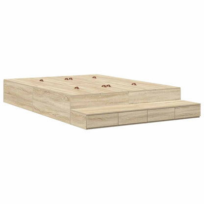 vidaXL Storage Bed Frame with Drawer Sonoma Oak 140 cm Engineered Wood 2
