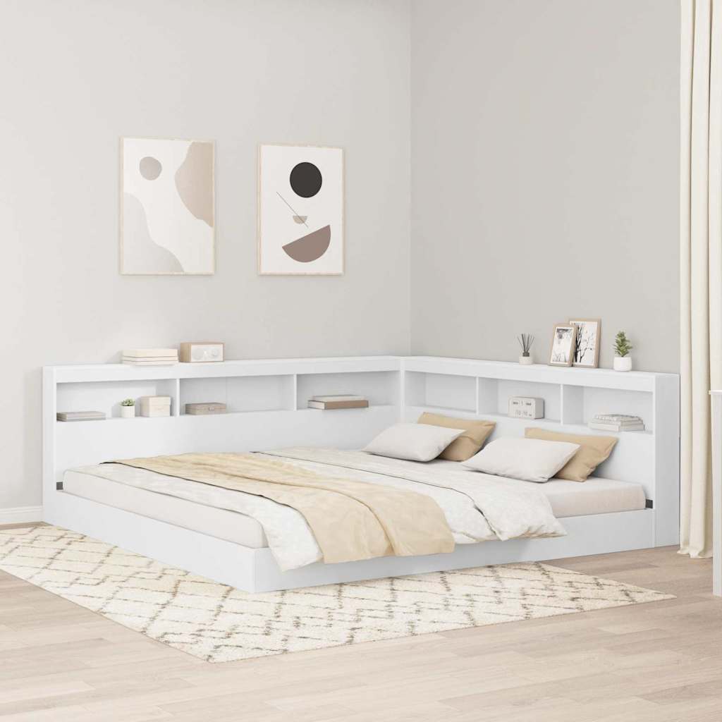 vidaXL Bookcase Bed with Shelf White 180 x 200 cm Engineered Wood 1