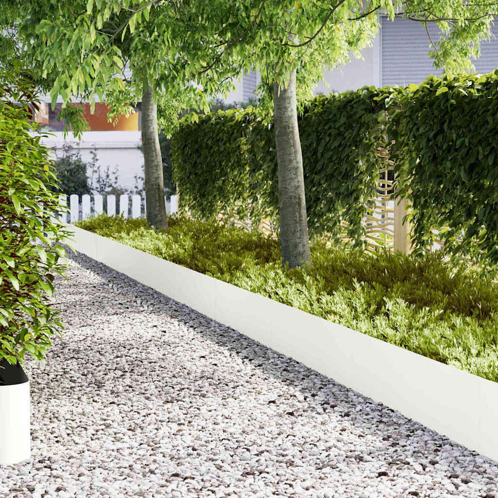 Lawn Edging 100 x 0.05 x 30 cm Cold Rolled Steel 100 x 30 cm 50 pcs White