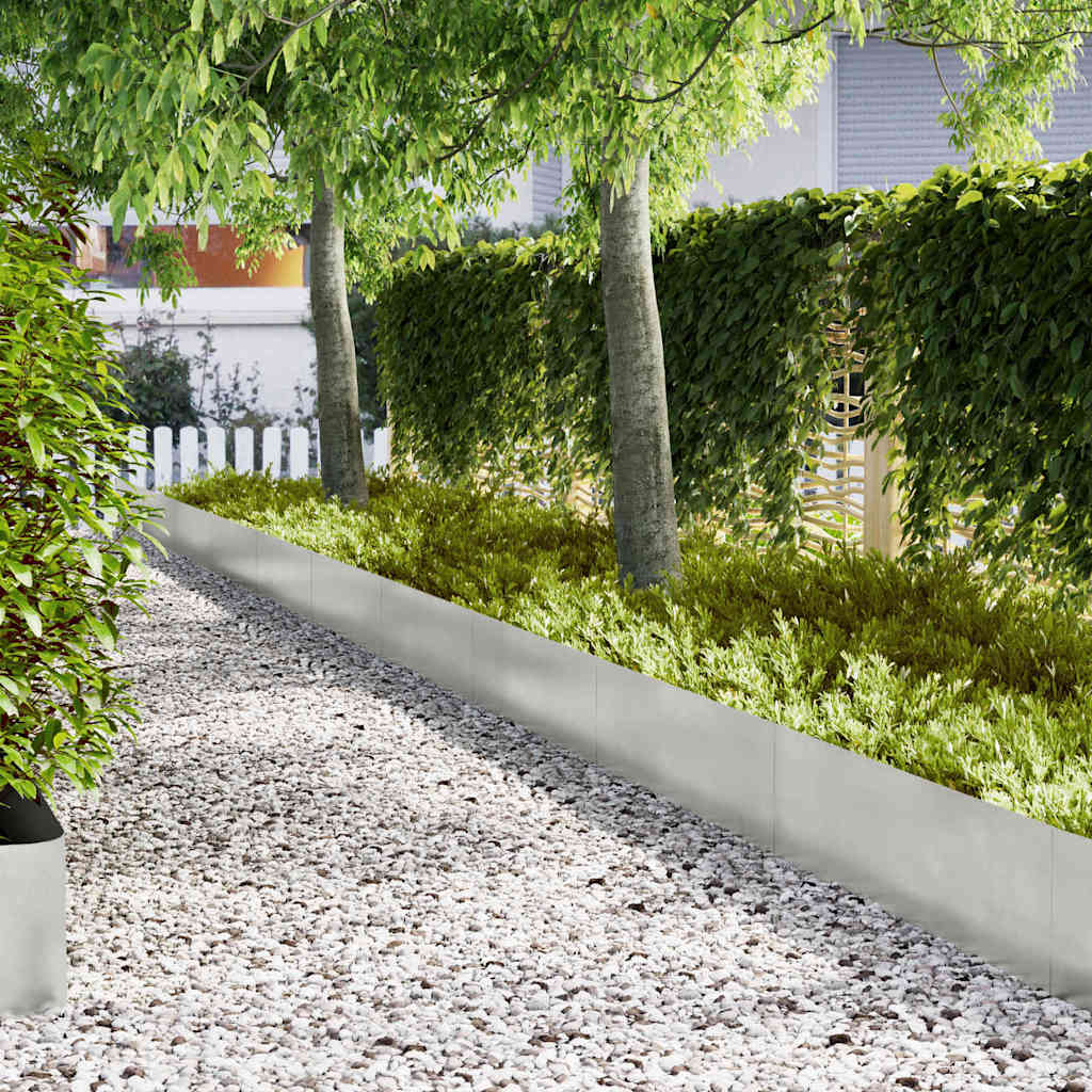 vidaXL Lawn Edging 50 pcs 100 x 0.05 x 30 cm Stainless Steel Silver 1