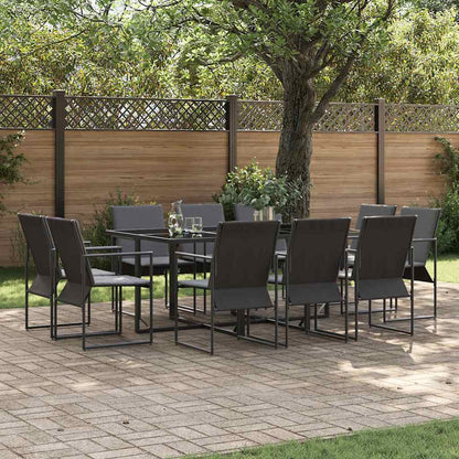 vidaXL Garden Dining Set 11 pcs Black Steel 1
