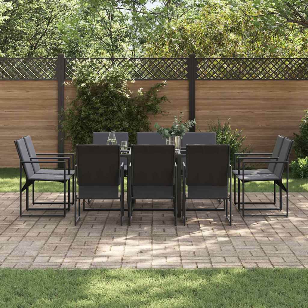 vidaXL Garden Dining Set 11 pcs Black Steel 3