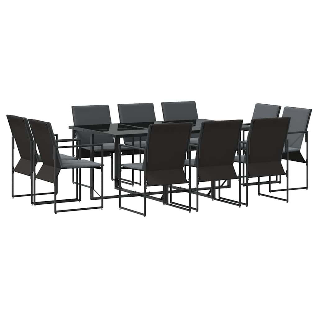 vidaXL Garden Dining Set 11 pcs Black Steel 2