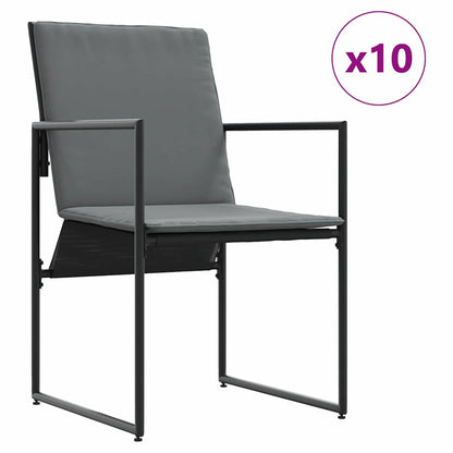 vidaXL Garden Dining Set 11 pcs Black Steel 5