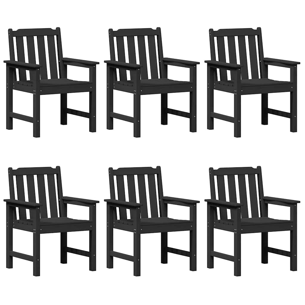 vidaXL Garden Chair 6 pcs Black Polyethylene 2