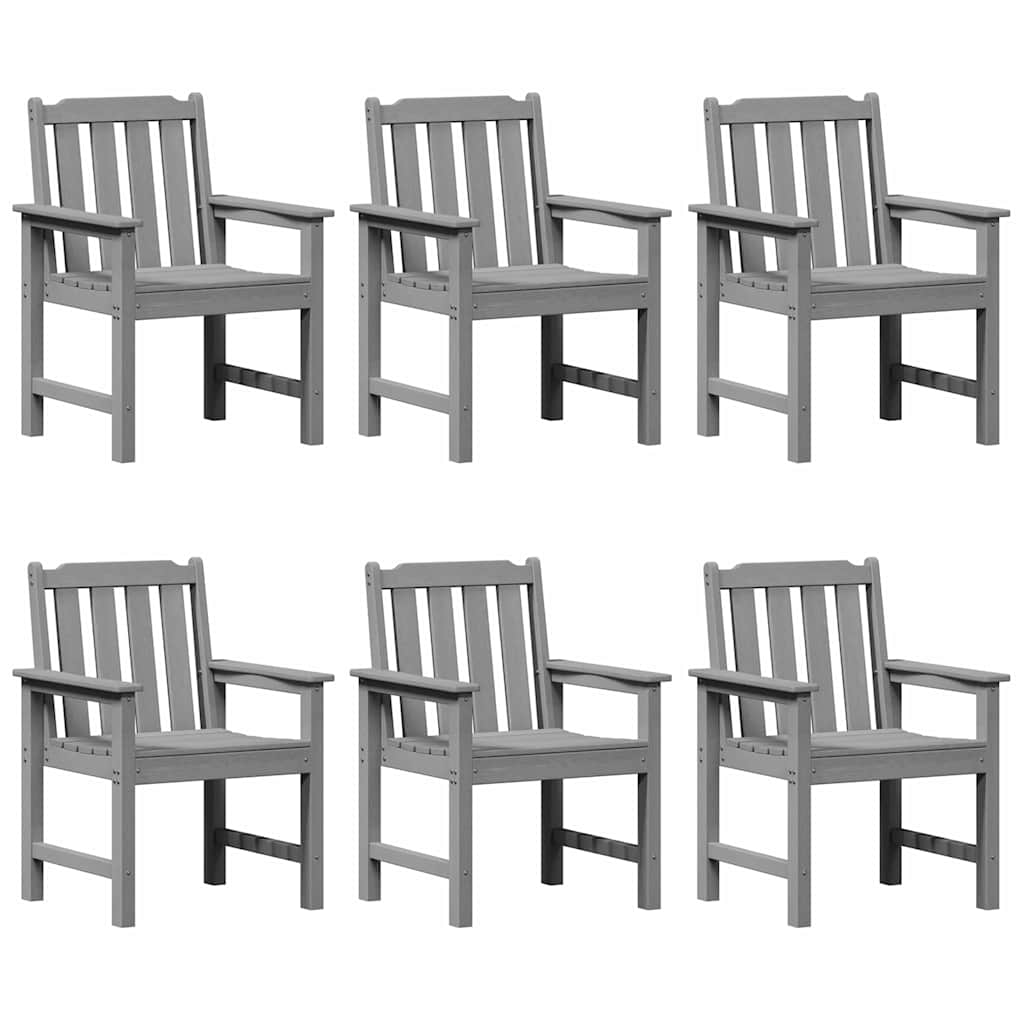vidaXL Garden Chair 6 pcs Light Grey Polyethylene 2