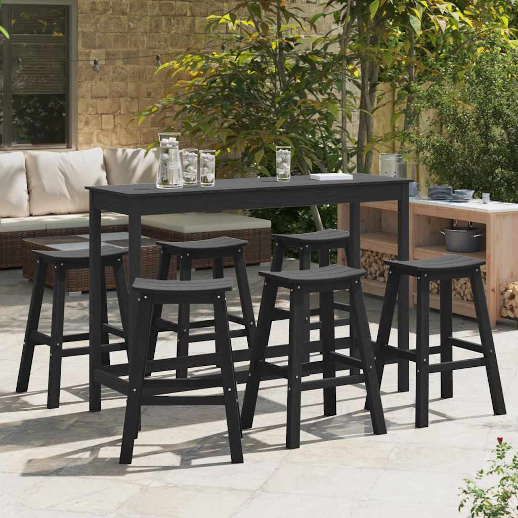 vidaXL Garden Bar Set 6 pcs Black HDPE 1