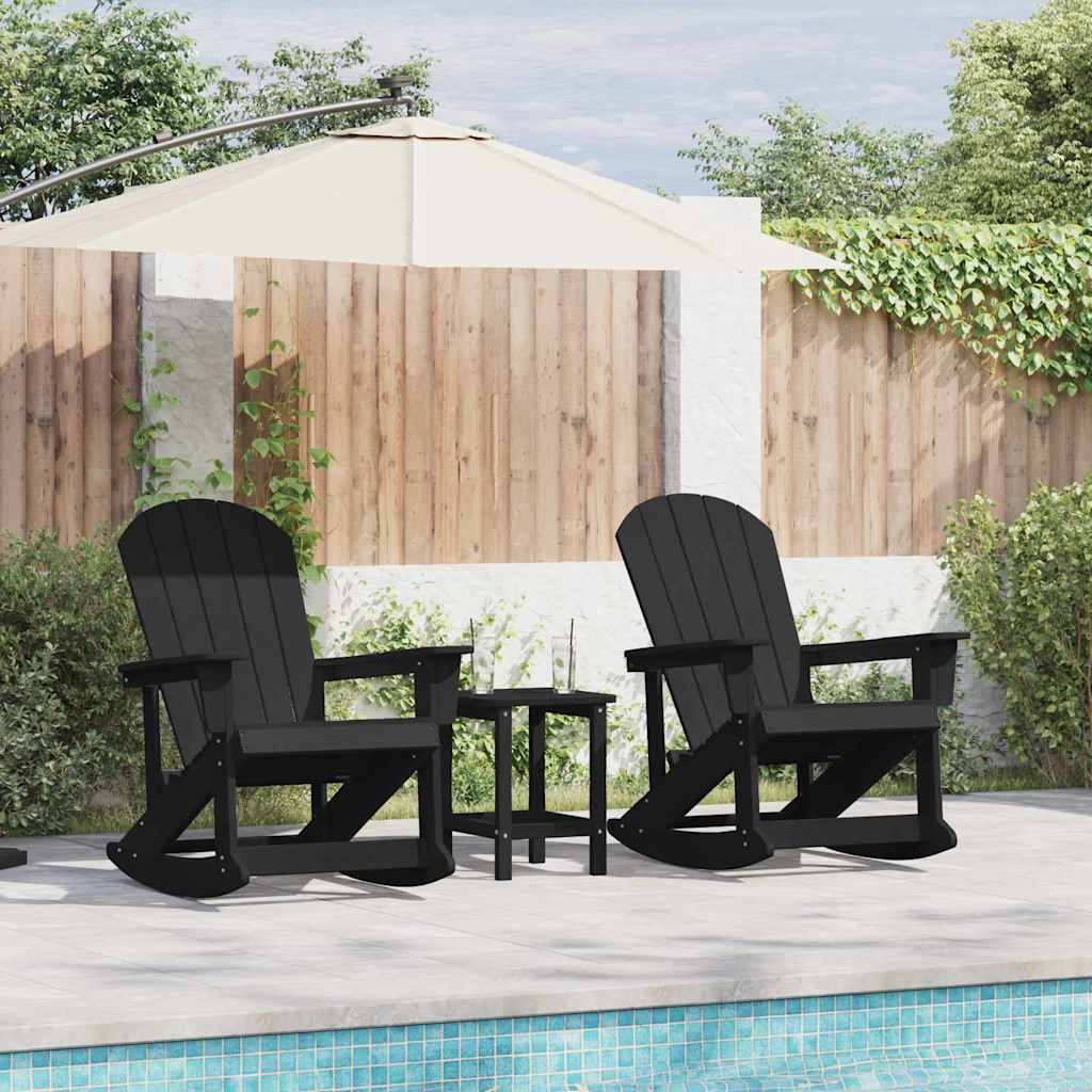Garden Lounge Set 3 pcs HDPE Black without table